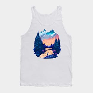 Colorful Pastel Mountain Landscape Tank Top